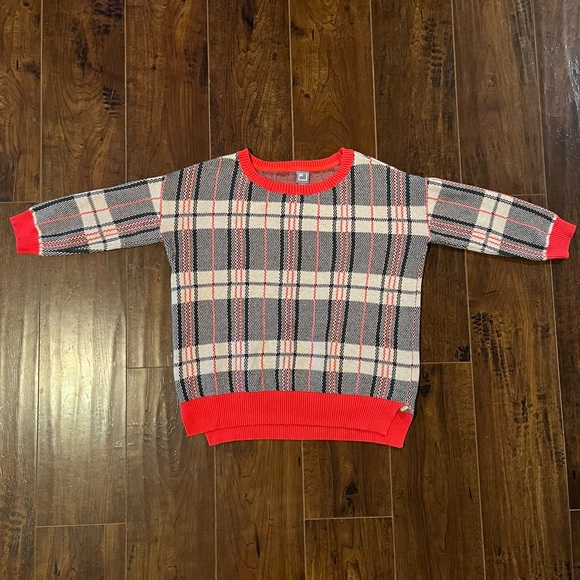 JCPenny plaid 3/4 length sleeve crewneck sweater - Picture 3 of 6